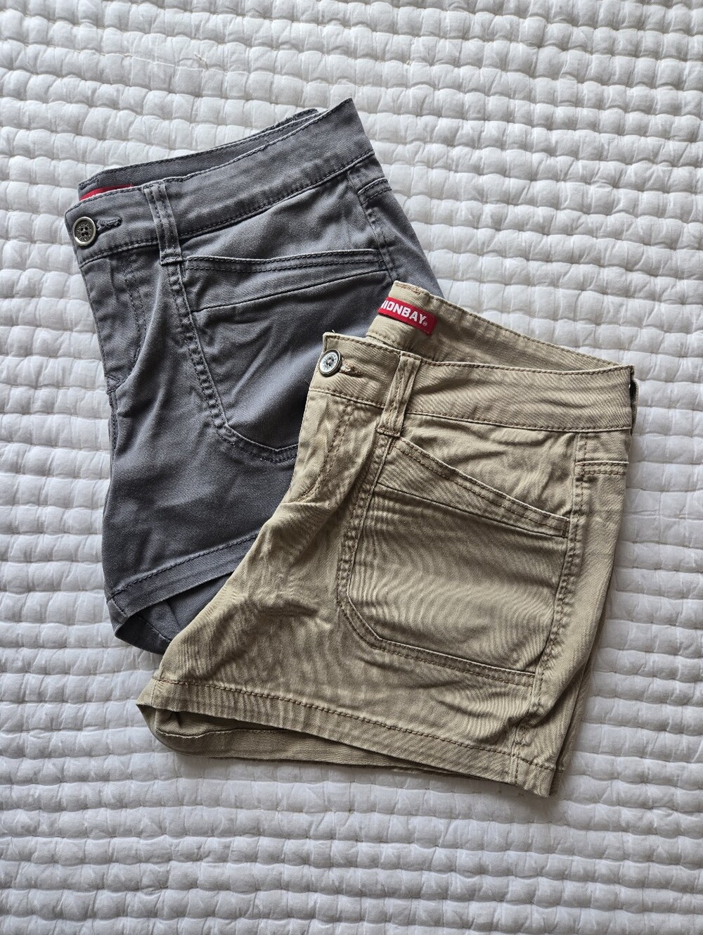 Set Of UNIONBAY Women’s Flat-Front Shorts Size 9 — Gray & Khaki